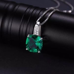 Emerald Pendant 3ct.  with Silver Chain